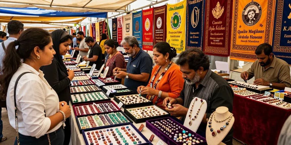 Shoppers exploring beautiful gemstones at My Gem Spot gem market.
