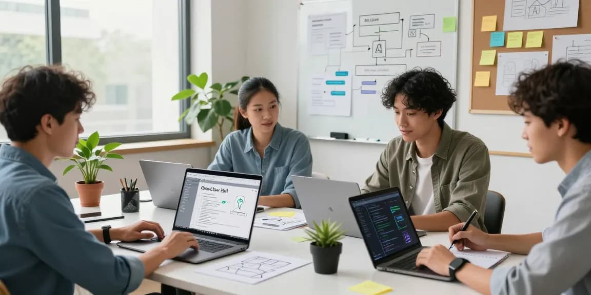 Team collaborating on openclaw skills development in a bright tech workspace.