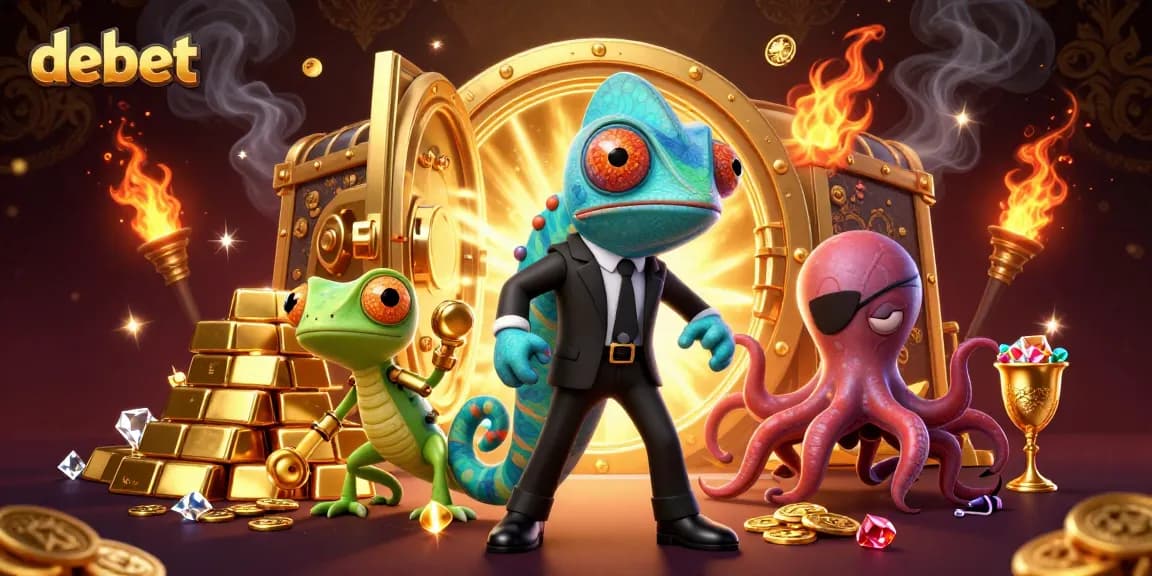 Engage with debet's thrilling casino adventure featuring vibrant characters and treasure.