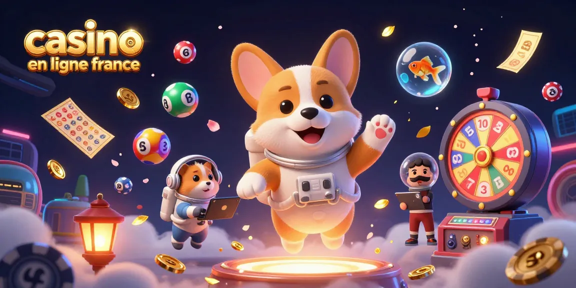 Profitez de l'excitation avec cette illustration 3D de casino en ligne France, où un corgi astronaute flotte.
