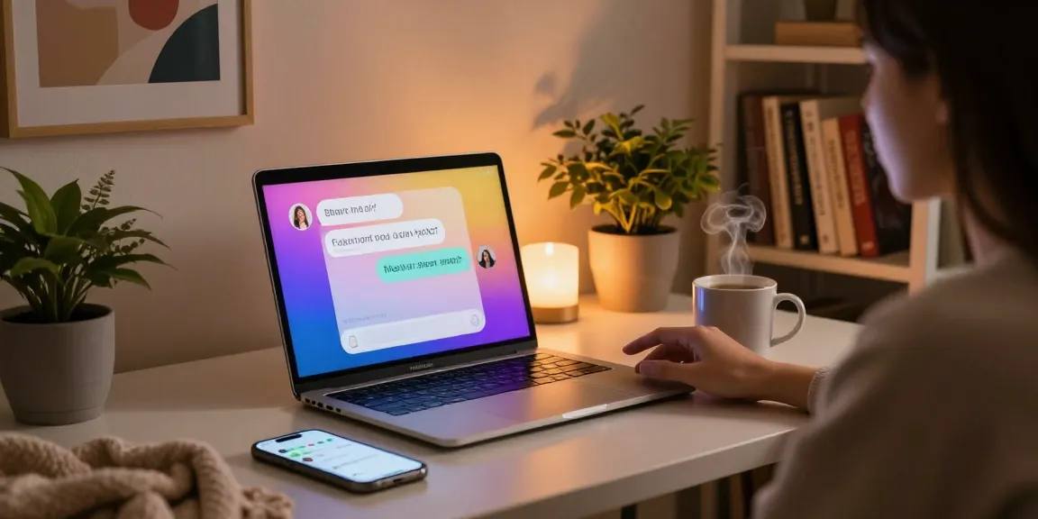 Engaging user enjoying an NSFW chat bot interaction in a cozy digital setting.