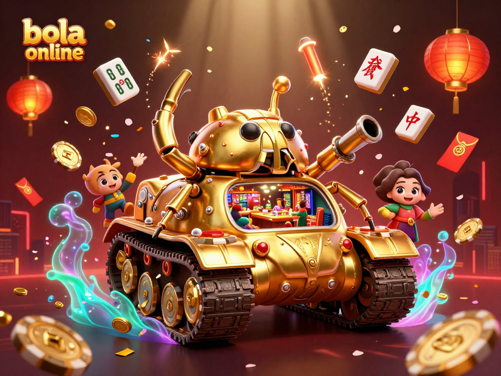 Bola online showcases an exciting casino in a golden beetle tank, with dynamic elements and festive energy!