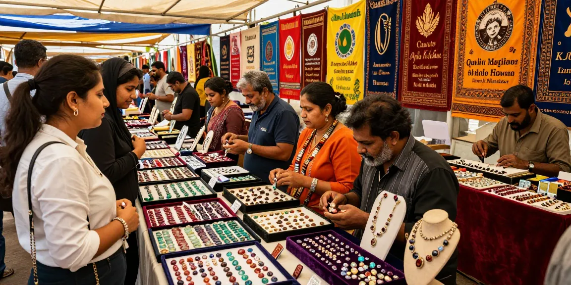 Shoppers exploring beautiful gemstones at My Gem Spot gem market.