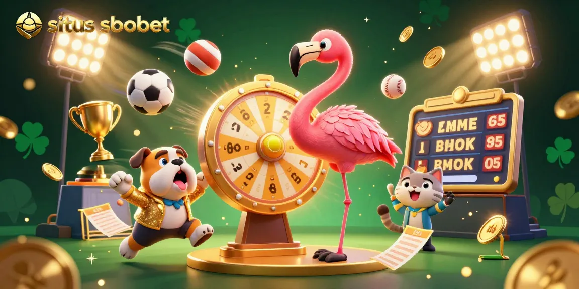 Situs sbobet showcases thrilling sports betting with dynamic characters and casino elements in action.