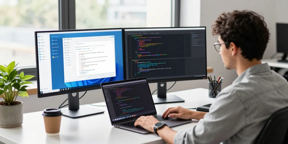 Developer engaging with 纸飞机中文版 in a modern tech workspace, showcasing coding and collaboration elements.
