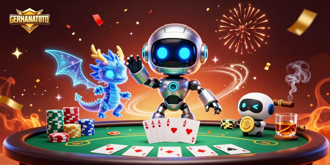 Permainan GERHANATOTO, menampilkan robot cyberpunk dan naga holografik dalam pengalaman taruhan yang mendebarkan.