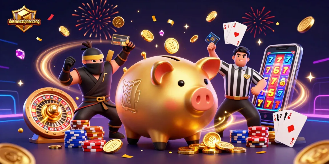 Experience dacsandatphanrang's thrilling action with a sumo wrestler shaking coins in a vibrant casino scene.