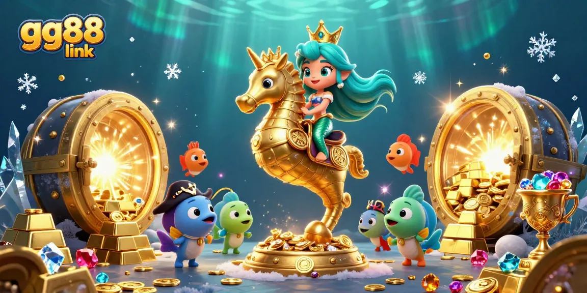 Experience the adventure with gg88 link, featuring a mermaid princess and treasure in an exciting casino scene.