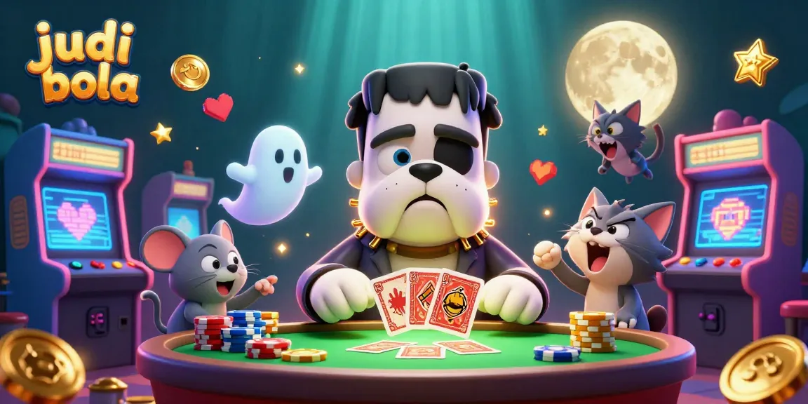 Engage in judi bola excitement with 3D cartoon characters at a vibrant gaming table.