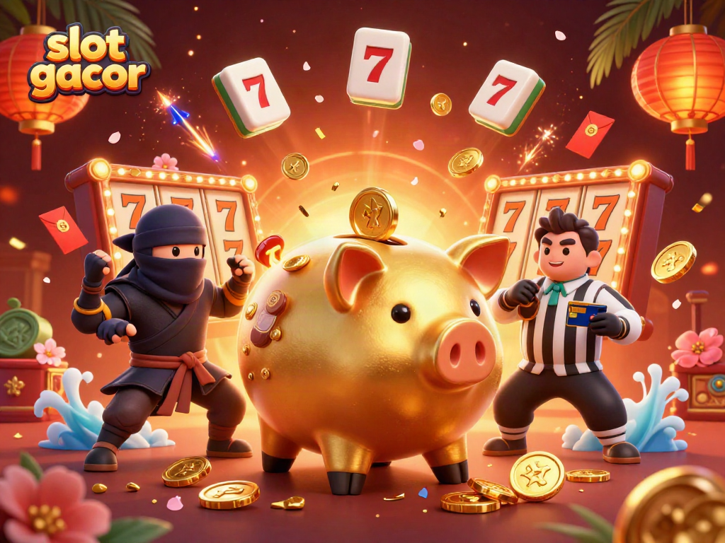 Engage in the thrilling world of slot gacor with vibrant characters in a dynamic casino scene.