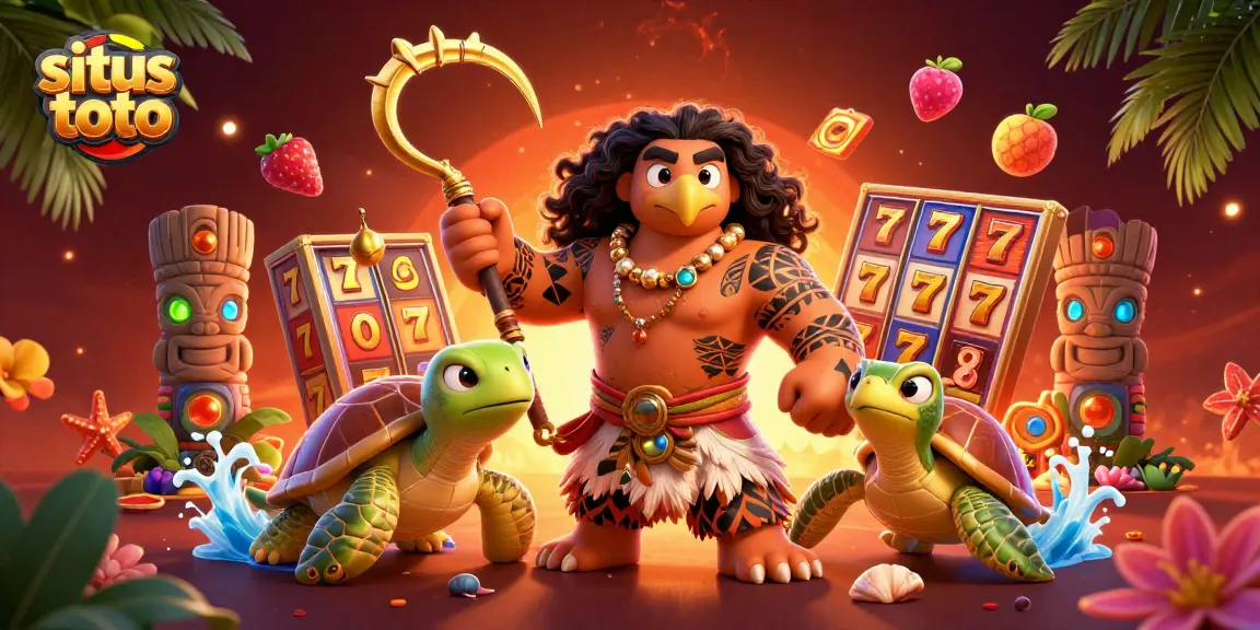 Experience the thrill of situs toto with a vibrant 3D scene of slots and high-stakes gambling.
