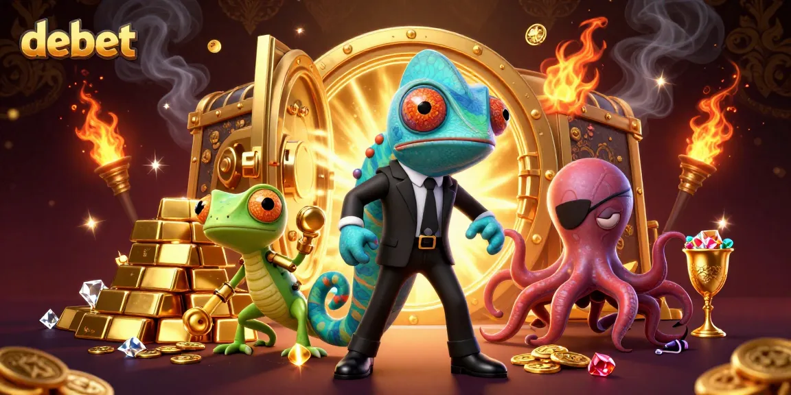Engage with debet's thrilling casino adventure featuring vibrant characters and treasure.