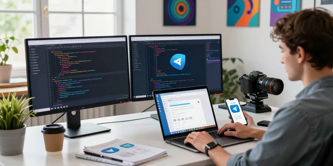 Engaged user exploring the 纸飞机中文版 application on multiple screens in a modern tech workspace, illustrating productivity and innovation.