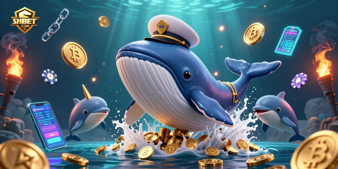 Engage with thrilling poker action at SHBET COM, featuring playful dolphins and a whimsical whale.
