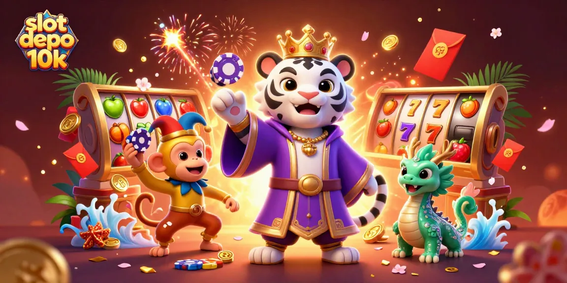 Jelajahi slot depo 10k dengan menarik jackpot dari tampilan mesin slot yang penuh warna.