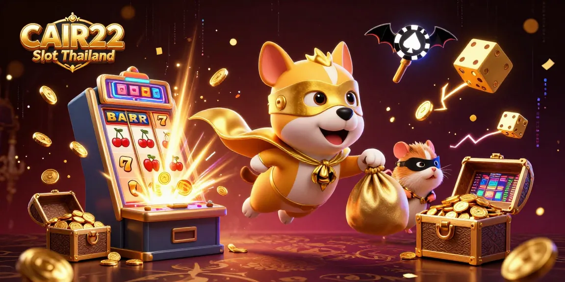 Menangkan jackpot dengan CAIR22 Slot Thailand sambil terbang bersama superhero anjing dan hamster di kasino.