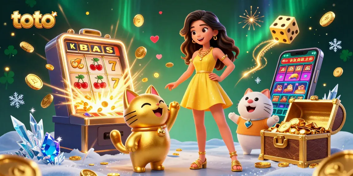 Experience amazing toto slots with a lucky cat amid vibrant casino elements and jackpot thrills.