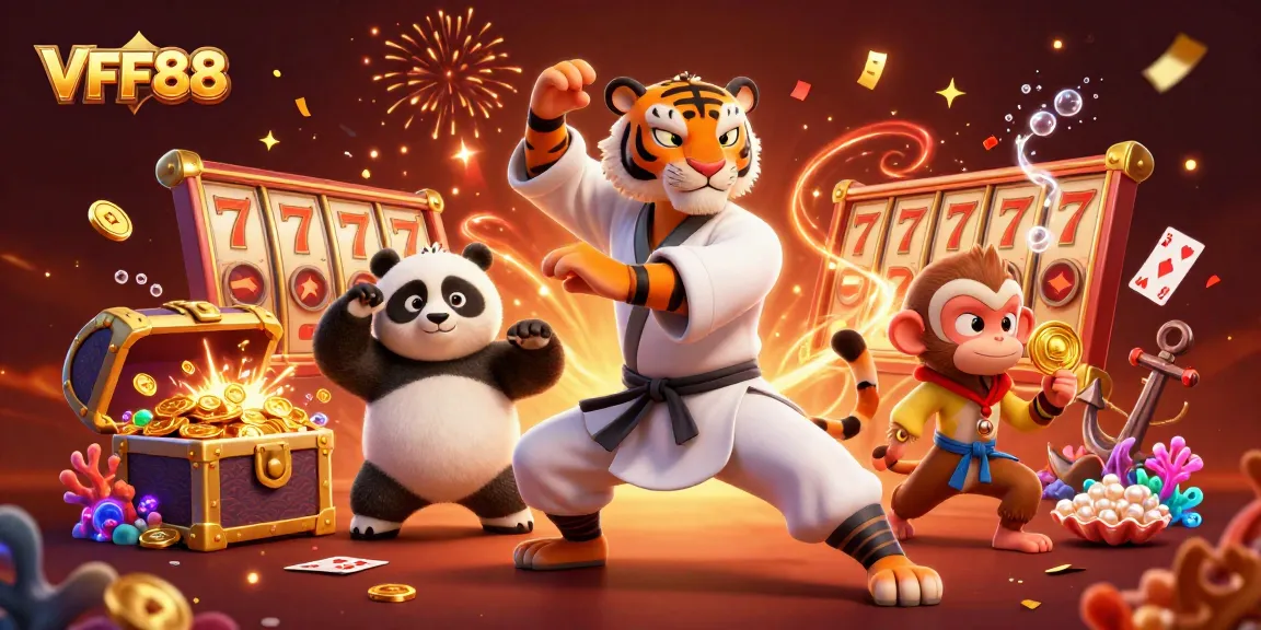 Engage with VFF88's thrilling slots scene featuring vibrant characters and dazzling treasures.