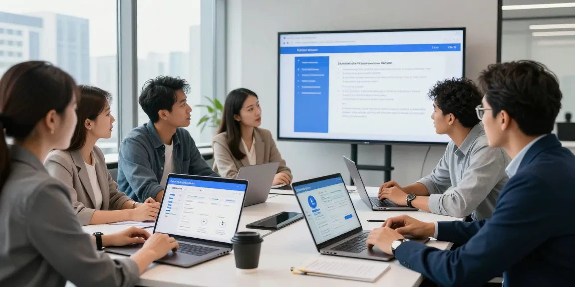 Team of professionals discussing an age verification system strategy in a modern office setting.