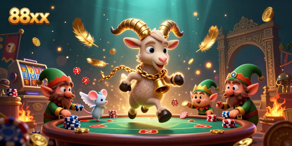 Experience the thrill of 88xx casino gaming with Krampus and festive characters stealing chips.