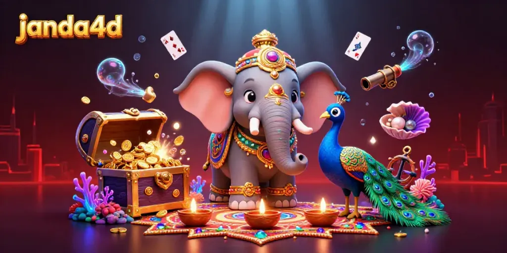 Janda4d menghadirkan aksi menarik dengan karakter gajah Diwali dan elemen judi yang kaya.