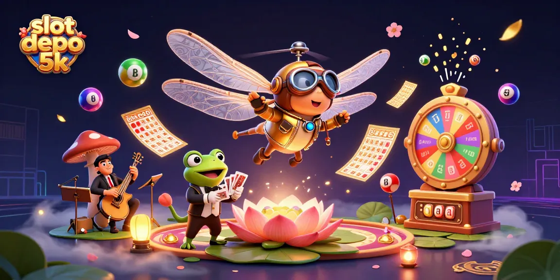 Engage in thrilling gameplay at slot depo 5k with dynamic casino scenes featuring vibrant characters and colorful game elements.