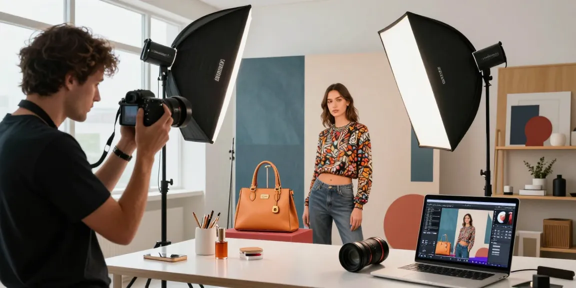 Fotografo Commerciale in studio professionale che scatta immagini per un marchio di lusso