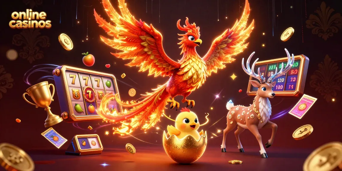 Engage with thrilling online casinos featuring a fire phoenix in action.