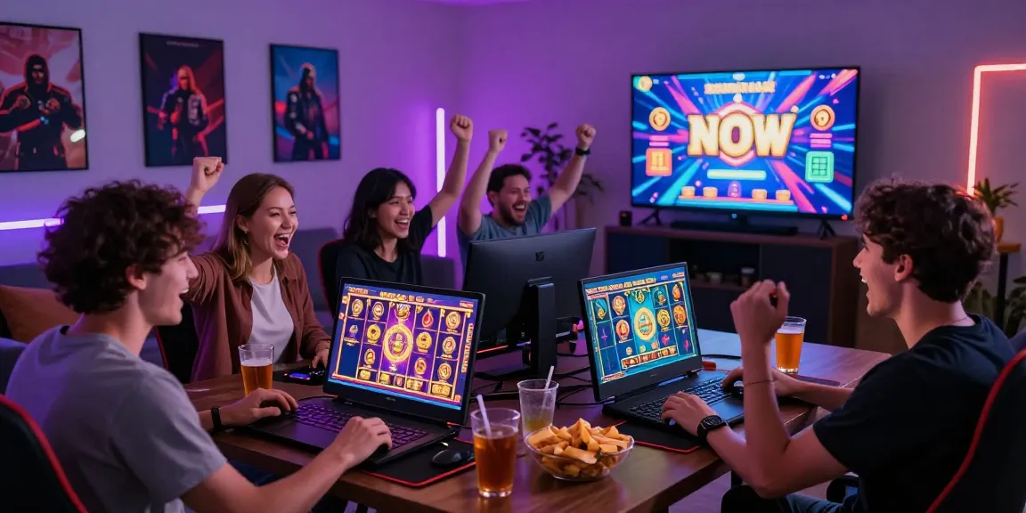 Group of friends enjoying slot gacor games online with excitement