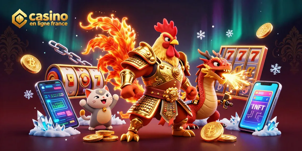 Jouez à casino en ligne France avec un guerrier, un dragon et des éléments de jeu dynamique.
