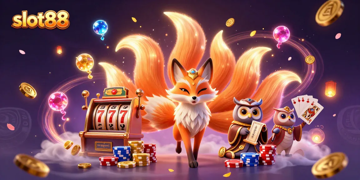 Experience slot88 excitement with a vibrant 3D casino scene featuring lucky symbols and a magical atmosphere.