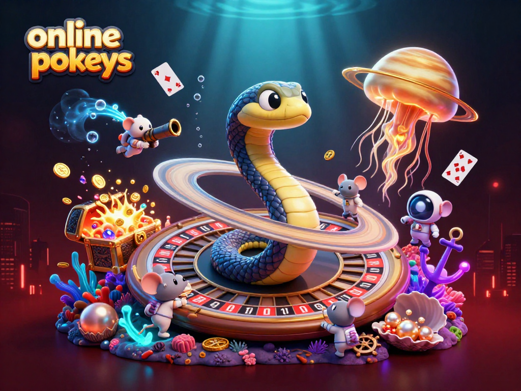 Experience online pokies fun with a cosmic roulette wheel and astronaut mice in an engaging 3D scene.