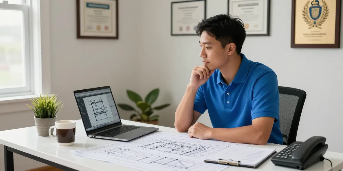 Engineer discussing permit engineering in Missouri, surrounded by blueprints and technical tools.