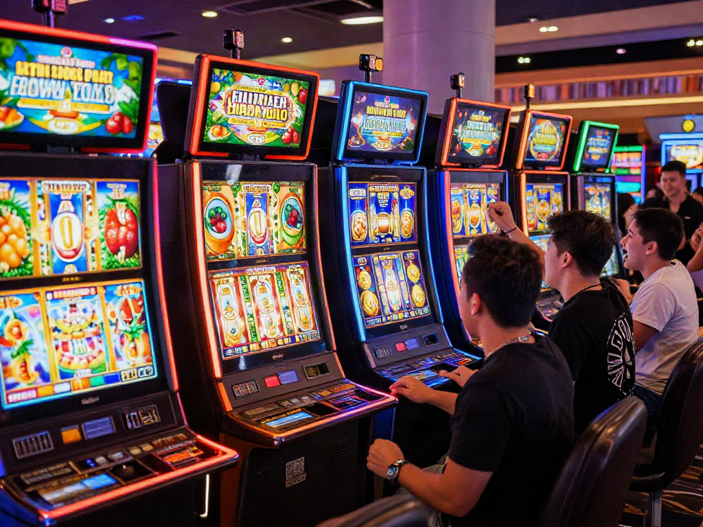 bandar slot gacor experience with players celebrating wins at vibrant casino