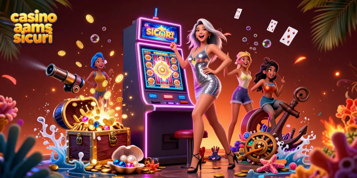 Vinci alla grande con i casinò non AAMS sicuri, illustrato da una donna entusiasta che celebra vicino a una macchina da gioco jackpot.