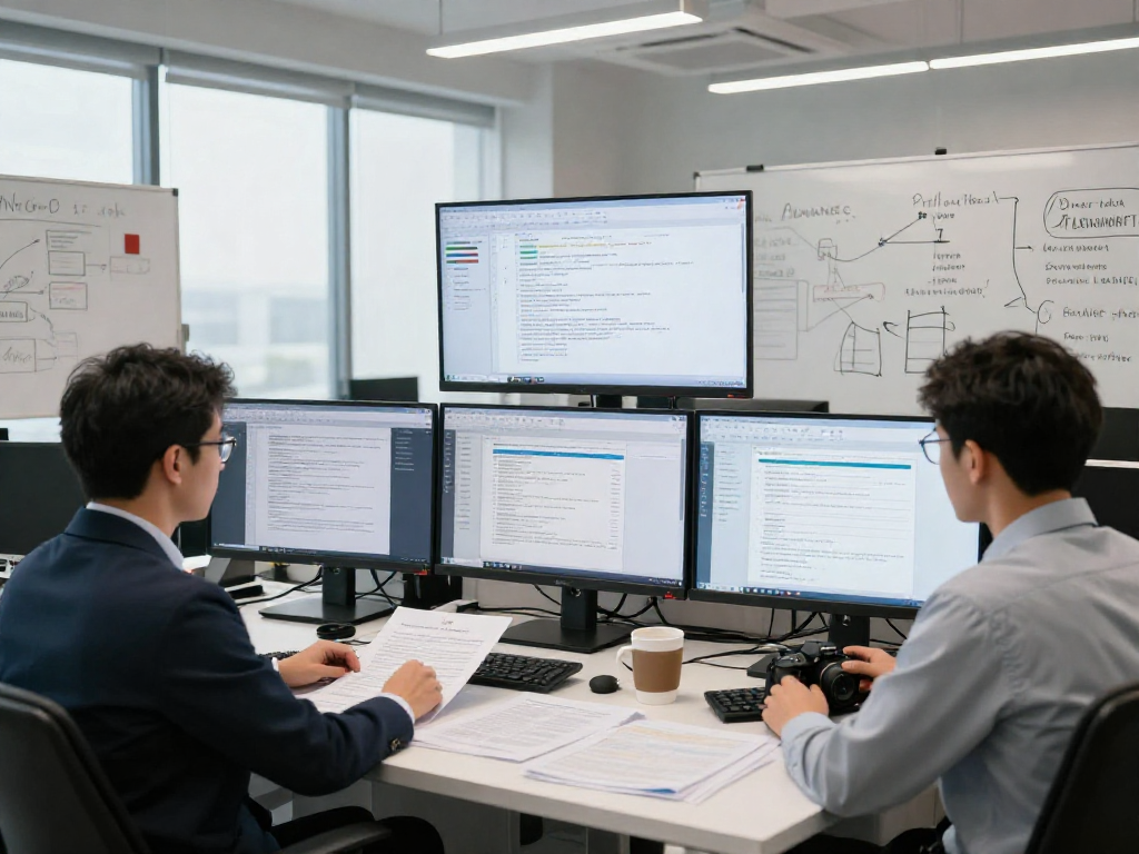 Document fraud detection analysis in modern workspace with detailed dashboards