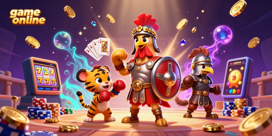 Experience thrilling game online action with vibrant slot machines and poker elements in this dynamic casino scene.