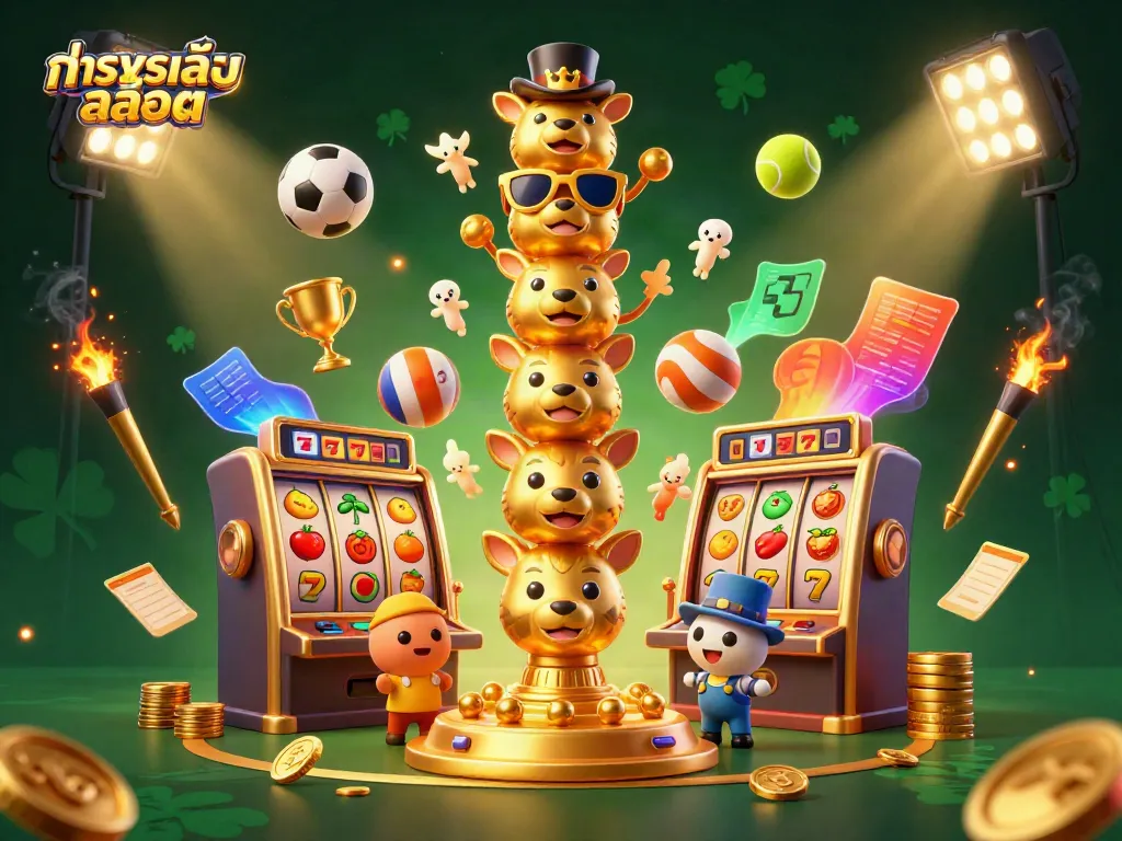 ทดลองเล่นสล็อตบนสล็อตแมชชีนพร้อมสัญลักษณ์ผลไม้และเหรียญทอง