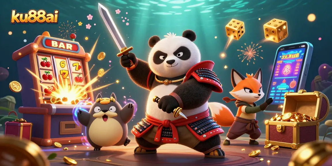 Experience the excitement of ku88ai with a rich 3D casino scene featuring vibrant characters.