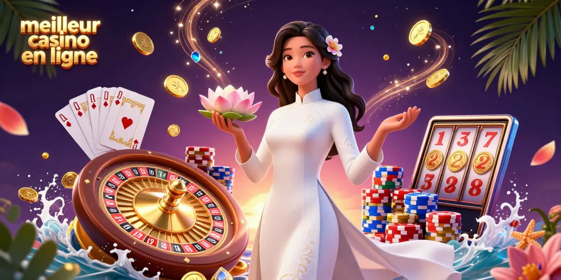 Découvrez le frisson du meilleur casino en ligne avec une illustration 3D mettant en avant des éléments de casino passionnants.