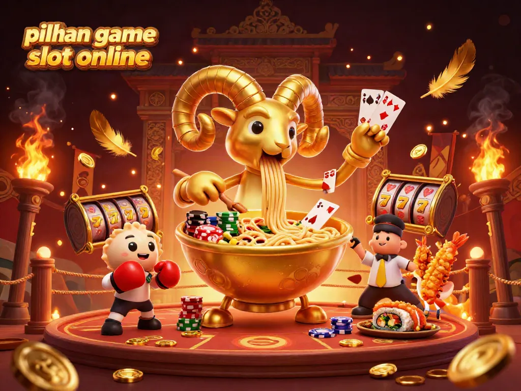 Pilihan game slot online: Ilustrasi menarik dengan karakter unik dan elemen permainan yang memukau.